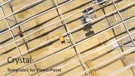  Presentation with construction site construction - Cool new slide set with air pollution control - aerial view of construction site backdrop and a  colored foreground