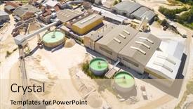  Presentation with sewage - Cool new slide deck with air pollution control - aerial view of industrial zone backdrop and a lemonade colored foreground