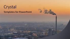  Presentation with air pollution - PPT theme enhanced with air pollution control - austria linz industrial area background and a coral colored foreground