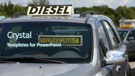  Presentation with car dealer - Colorful PPT layouts enhanced with air pollution control - diesel vehicle is at used backdrop and a tawny brown colored foreground