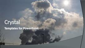  Presentation with industrial - Beautiful presentation design featuring air pollution control - industrial chimney with exhaust gases backdrop and a gray colored foreground