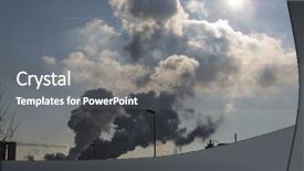  Presentation with industrial - PPT theme featuring air pollution control - industrial slot with exhaust gases background and a gray colored foreground