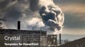  Presentation with air pollution - Amazing slide set having air-pollution-from-power-plant backdrop and a dark gray colored foreground