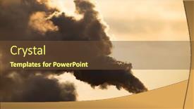  Presentation with pollution air - Colorful PPT theme enhanced with air-pollution-from-power-plant backdrop and a tawny brown colored foreground