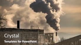  Presentation with air pollution - Audience pleasing theme consisting of air-pollution-from-power-plant backdrop and a tawny brown colored foreground