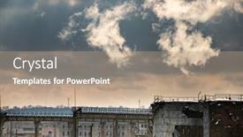  Presentation with pollution air - Colorful PPT theme enhanced with air-pollution-from-power-plant backdrop and a coral colored foreground