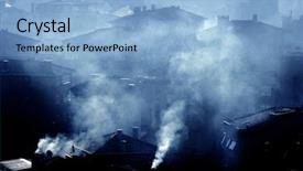  Presentation with pollution air - Colorful presentation enhanced with air pollution image of houses backdrop and a light blue colored foreground