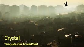  Presentation with pollution air - Audience pleasing slide deck consisting of air pollution image of houses backdrop and a wine colored foreground