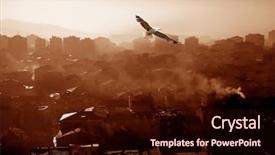  Presentation with pollution air - Audience pleasing PPT theme consisting of air pollution image of houses backdrop and a wine colored foreground