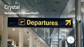  Presentation with airport port - Slide set featuring air port - departures sign at an airport background and a dark gray colored foreground