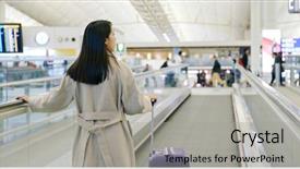  Presentation with airport port - Beautiful PPT theme featuring air port - woman walking in the airport backdrop and a light gray colored foreground