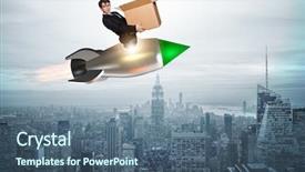  Presentation with express delivery service by motorcycle - Presentation theme consisting of air post - businessman in fast delivery service background and a ocean colored foreground