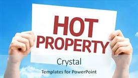  Presentation with in­vest­ment property - Audience pleasing PPT layouts consisting of air post - hot property card with sky backdrop and a cool aqua colored foreground