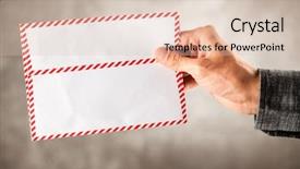  Presentation with envelope - Audience pleasing slide set consisting of air post - male hand holding an envelope backdrop and a lemonade colored foreground