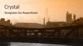  Presentation with steel bridge - Beautiful slides featuring smog air - industrial chicago foggy skyline backdrop and a lemonade colored foreground