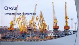  Presentation with port - Cool new slide set with air resorces - elevating cranes in port backdrop and a sky blue colored foreground
