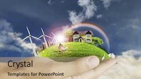  Presentation with air - PPT layouts with air resorces - human hand holding nature background and a coral colored foreground