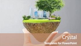  Presentation with air - Slide set enhanced with air resorces - human hand holding the city background and a coral colored foreground