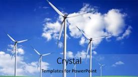  Presentation with turbine - PPT theme featuring air resorces - wind turbine on spring field background and a teal colored foreground