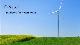  Presentation with blue sky - Amazing theme having air resorces - wind turbine over blue sky backdrop and a light blue colored foreground