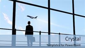  Presentation with airplane and airport - Beautiful PPT layouts featuring air show - image of businessman at airport backdrop and a light blue colored foreground