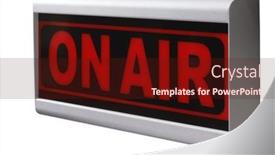  Presentation with broadcast - Slides with air-sign-equipment-for-radio background and a tawny brown colored foreground