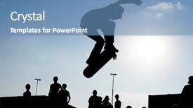  Presentation with scaffolding engineering silhouette - PPT theme enhanced with air sport - jumping skateboarder silhouette background and a teal colored foreground