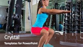  Presentation with workout - Slide deck consisting of squats - air squat woman workout exercise background and a tawny brown colored foreground