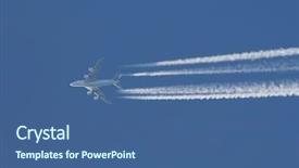  Presentation with air plane - Beautiful PPT theme featuring air pollution control - plane at cruising altitude backdrop and a ocean colored foreground