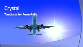  Presentation with air transport - PPT theme with air transport goods - aeroplane after take off background and a  colored foreground