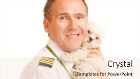  Presentation with airline - Cool new PPT theme with air transport goods - airline pilot wearing uniform backdrop and a lemonade colored foreground