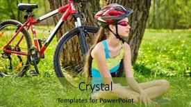  Presentation with cycling and head injury - Cool new presentation theme with air transport goods - bikes cycling girl girl rides backdrop and a  colored foreground
