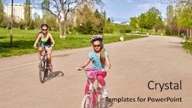  Presentation with cycling and head injury - Colorful presentation theme enhanced with air transport goods - bikes cycling girl girl rides backdrop and a  colored foreground