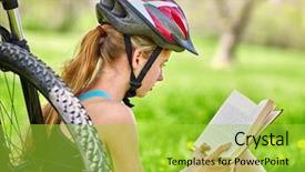  Presentation with cycling - Amazing PPT theme having air transport goods - bikes cycling girl girl rides backdrop and a yellow colored foreground