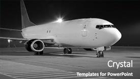  Presentation with cargo plane - PPT theme enhanced with air transport goods - cargo plane at an airport background and a gray colored foreground
