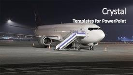  Presentation with air cargo - Presentation theme featuring air transport goods - cargo plane at an airport background and a wine colored foreground