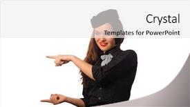  Presentation with flight attendant - Colorful presentation theme enhanced with air transport goods - studio shot of beautiful young backdrop and a white colored foreground