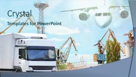  Presentation with air transport - Amazing slide deck having air transport goods - truck on road and airplane backdrop and a sky blue colored foreground