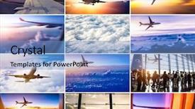  Presentation with airplane - Audience pleasing presentation consisting of air travel - airplane theme collage backdrop and a light blue colored foreground