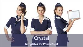  Presentation with business women - PPT theme featuring air travel - collage close up beautiful dark background and a ocean colored foreground
