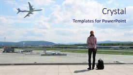  Presentation with airport facial recognition - Audience pleasing presentation design consisting of air travel - girl in the airport backdrop and a sky blue colored foreground