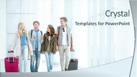  Presentation with luggage - Colorful slides enhanced with air travel - young people with luggage backdrop and a sky blue colored foreground