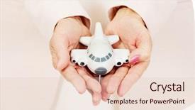  Presentation with plane - Slides enhanced with air travel insurance - elderly woman holding a toy background and a lemonade colored foreground