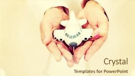  Presentation with elderly holding pills - Cool new presentation with air travel insurance - elderly woman holding a toy backdrop and a cream colored foreground