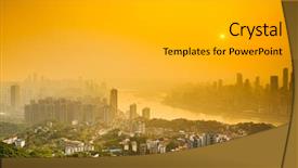  Presentation with air pollution - Audience pleasing presentation design consisting of air water pollution - chongqing china downtown city skyline backdrop and a light gray colored foreground