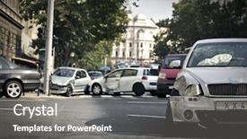  Presentation with car accident - Presentation theme having airbags - car accident background and a  colored foreground