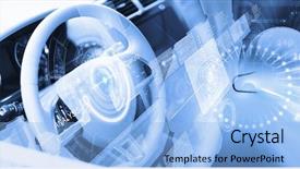  Presentation with digital car - Presentation theme consisting of airbags - digital image of car steering background and a  colored foreground