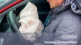  Presentation with car accidents - PPT layouts having airbags - road accidents airbag red car background and a gray colored foreground