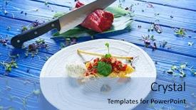  Presentation with ice cream truck - Colorful presentation design enhanced with airbags - steak tartare with mustard ice-cream backdrop and a  colored foreground