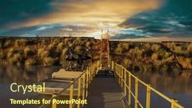  Presentation with swamp - PPT layouts enhanced with airboat-stationed-by-the-bridge background and a tawny brown colored foreground